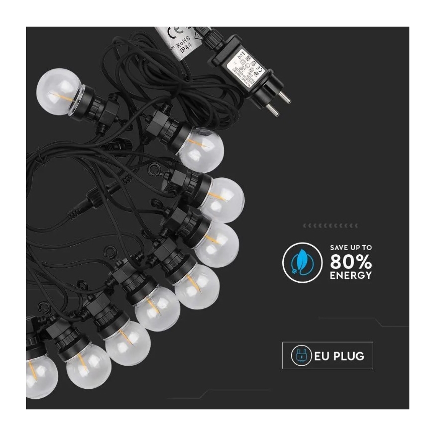 LED Vanjski lanac STRING 5m 10xLED/0,4W/24/230V 3000K IP44