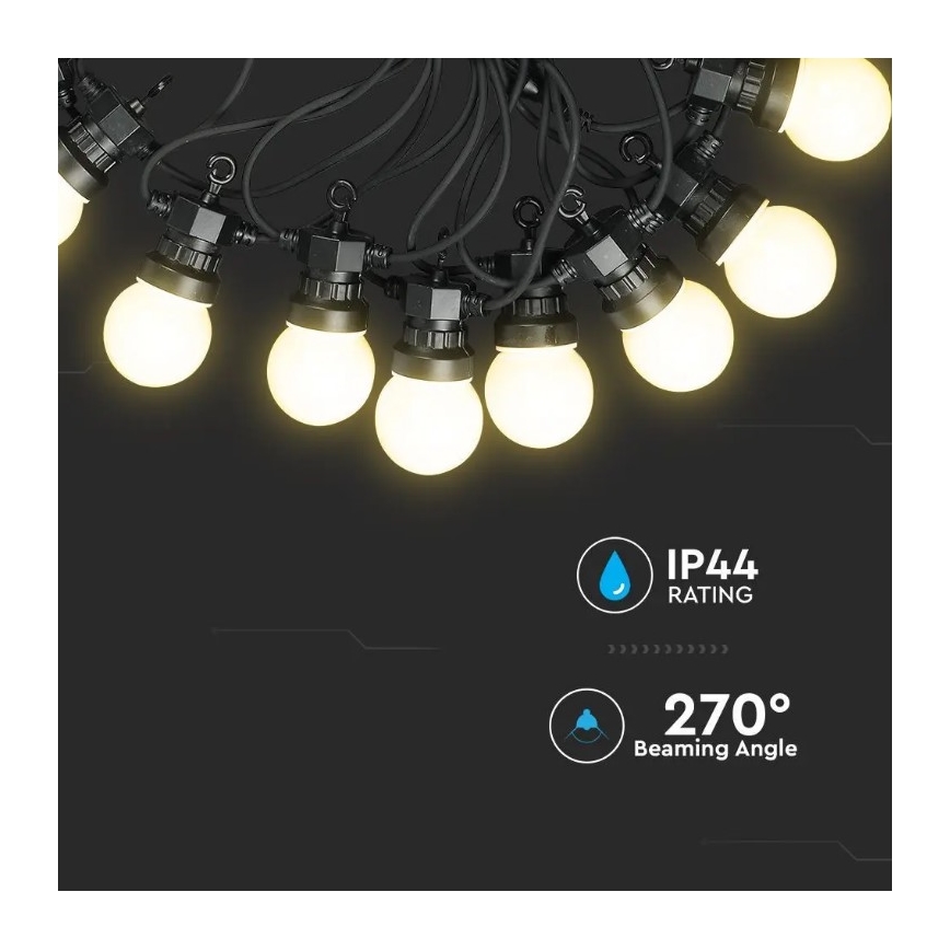 LED Vanjski lanac STRING 5m 10xLED/0,5W/230V IP44 3000K