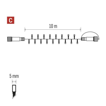 LED vanjski niz 100 LED/10 m, IP44, plave boje