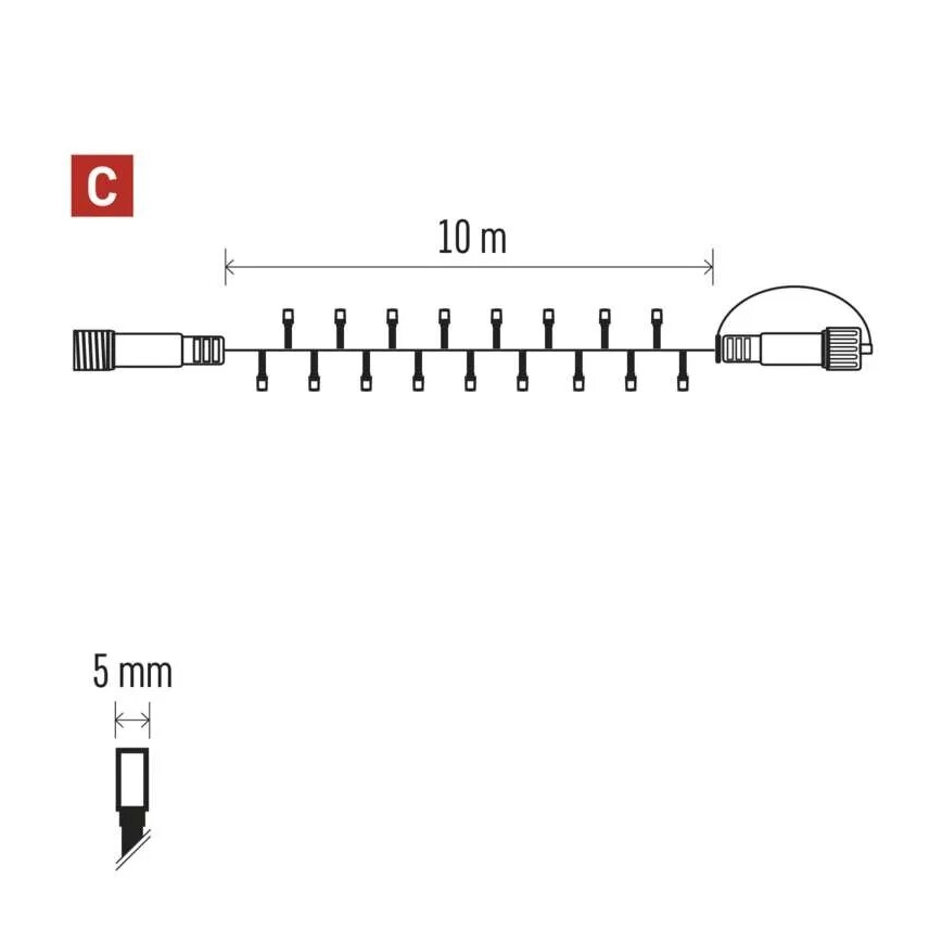 LED vanjski niz 100 LED/10 m, IP44, plave boje