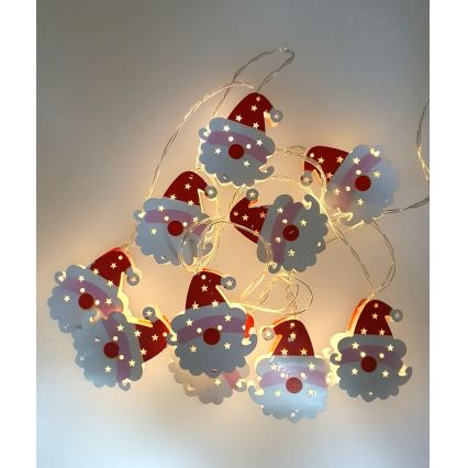 LED vanjski niz 10xLED/2xAA 1,65 m IP44 topla bijela Santa