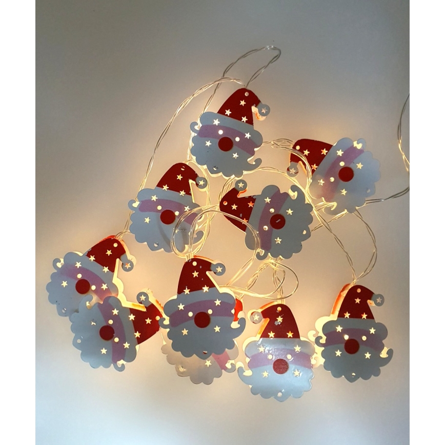 LED vanjski niz 10xLED/2xAA 1,65 m IP44 topla bijela Santa