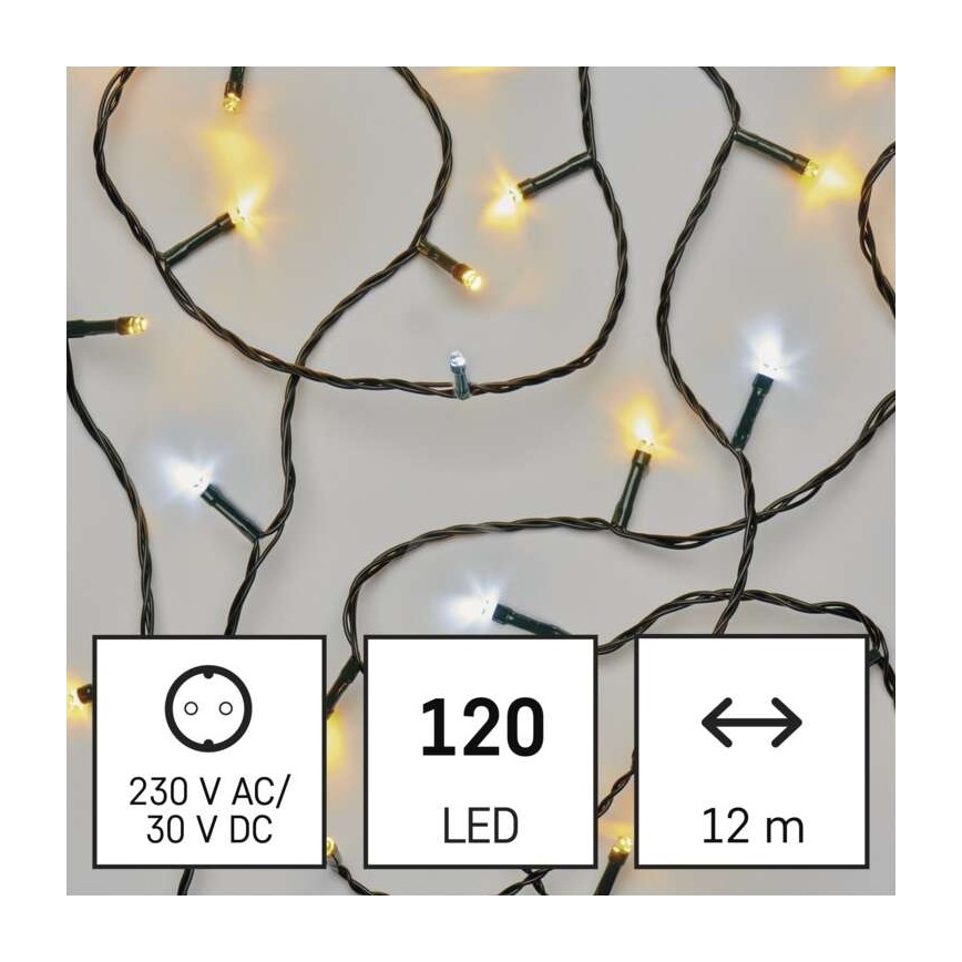 LED vanjski niz 120x LED / 2 funkcije, 17 m, IP44, toplo/hladno bijelo