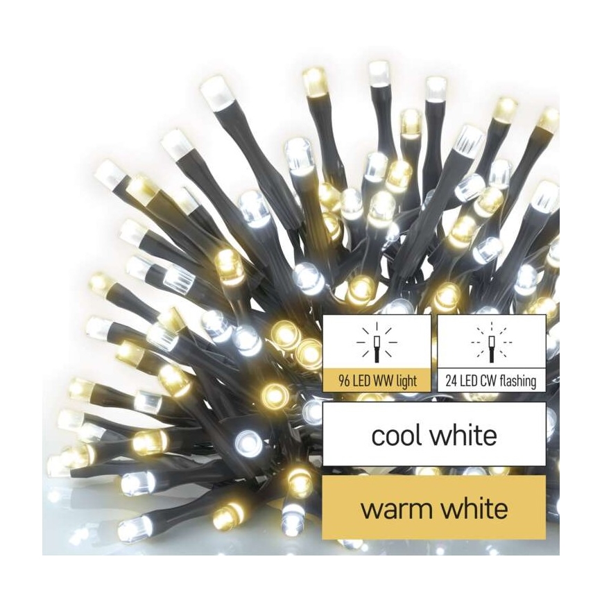 LED vanjski niz 120x LED / 2 funkcije, 17 m, IP44, toplo/hladno bijelo