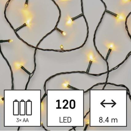 LED vanjski niz 120xLED/3xAA 8,9m IP44 topla bijela