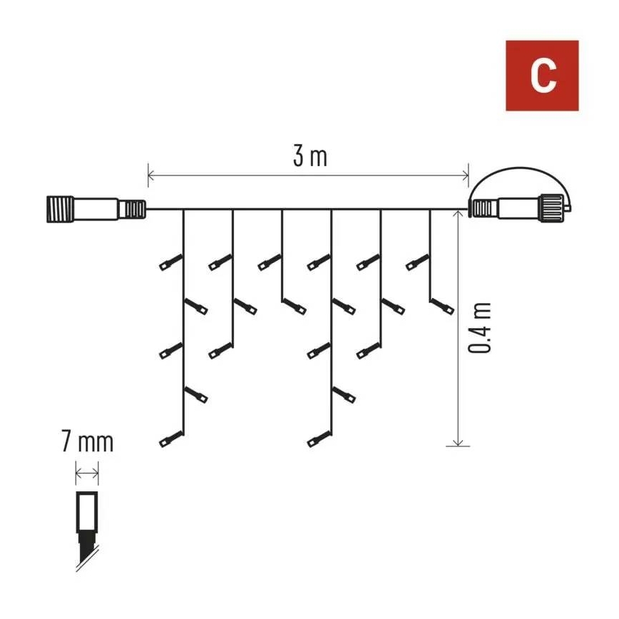 LED vanjski niz 50xLED/3x0,4m IP44 hladno bijela