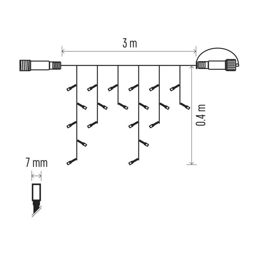 LED vanjski niz 50xLED/3x0,4m IP44 topla bijela