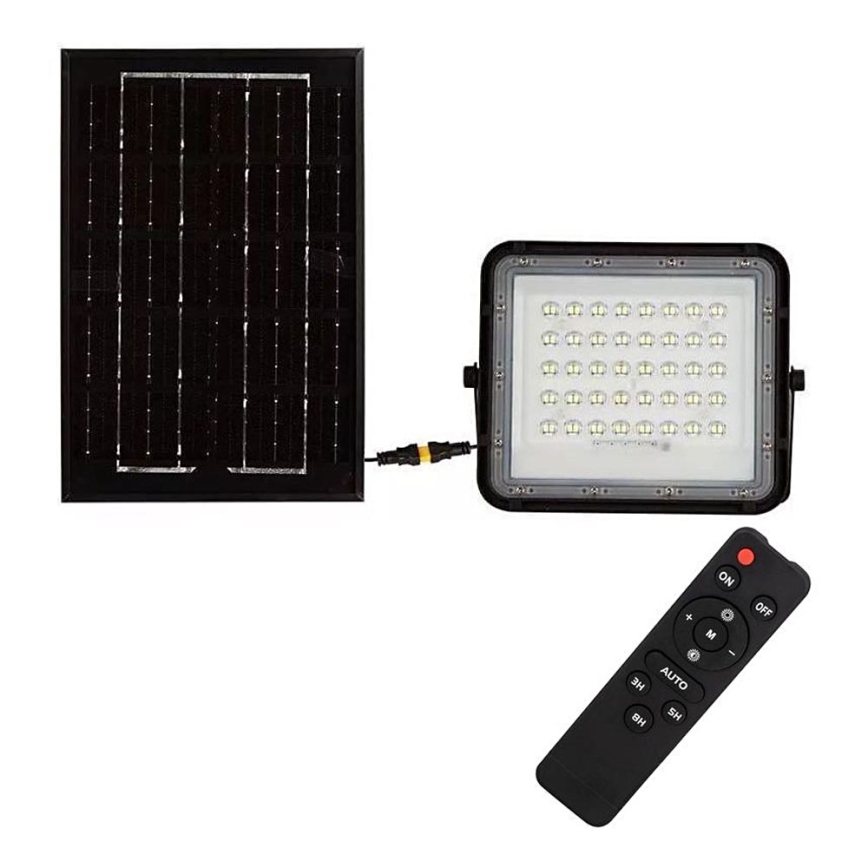 LED Vanjski prigušivi solarni reflektor LED/6W/3,2V IP65 6400K crna + daljinski upravljač