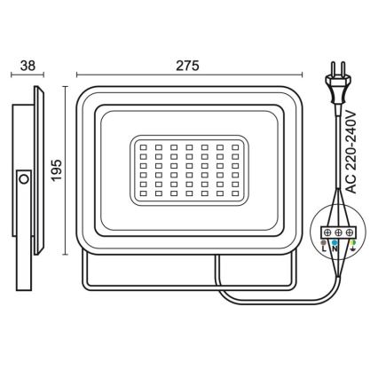 LED Vanjski reflektor LED/100W/230V 4000K IP65 crna