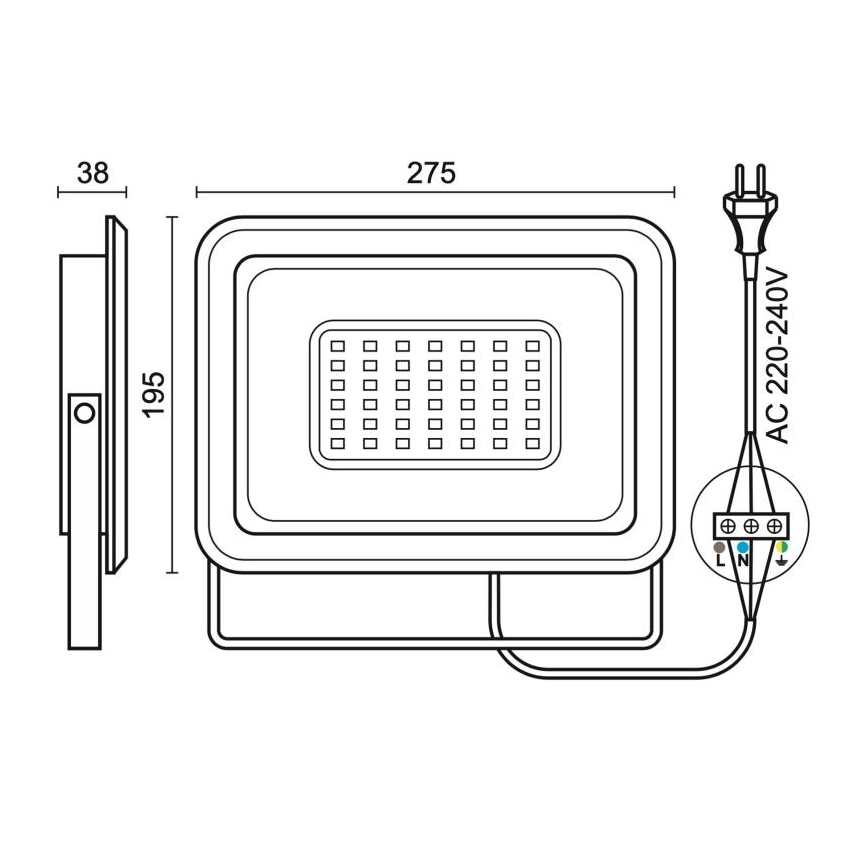 LED Vanjski reflektor LED/100W/230V 4000K IP65 crna