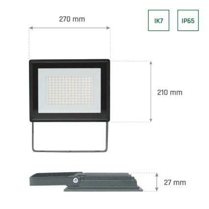 LED Vanjski reflektor NOCTIS LUX 3 LED/100W/230V 4000K IP65 crna