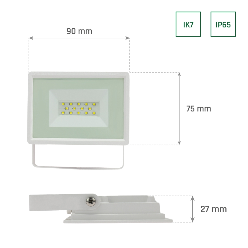 LED Vanjski reflektor NOCTIS LUX 3 LED/10W/230V 3000K IP65 bijela