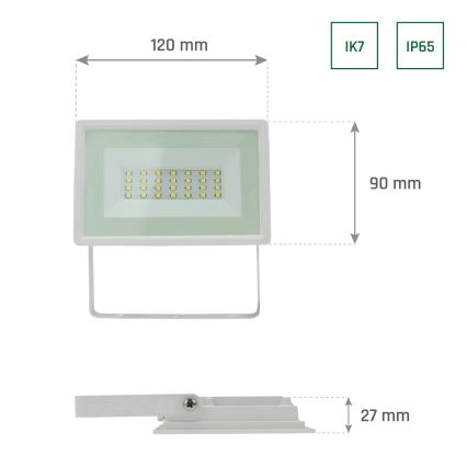 LED Vanjski reflektor NOCTIS LUX 3 LED/20W/230V 4000K IP65 bijela