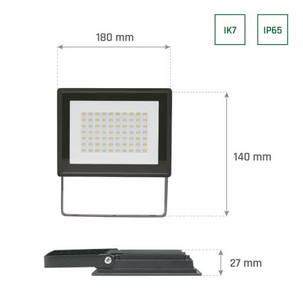 LED Vanjski reflektor NOCTIS LUX 3 LED/50W/230V 6000K IP65 crna