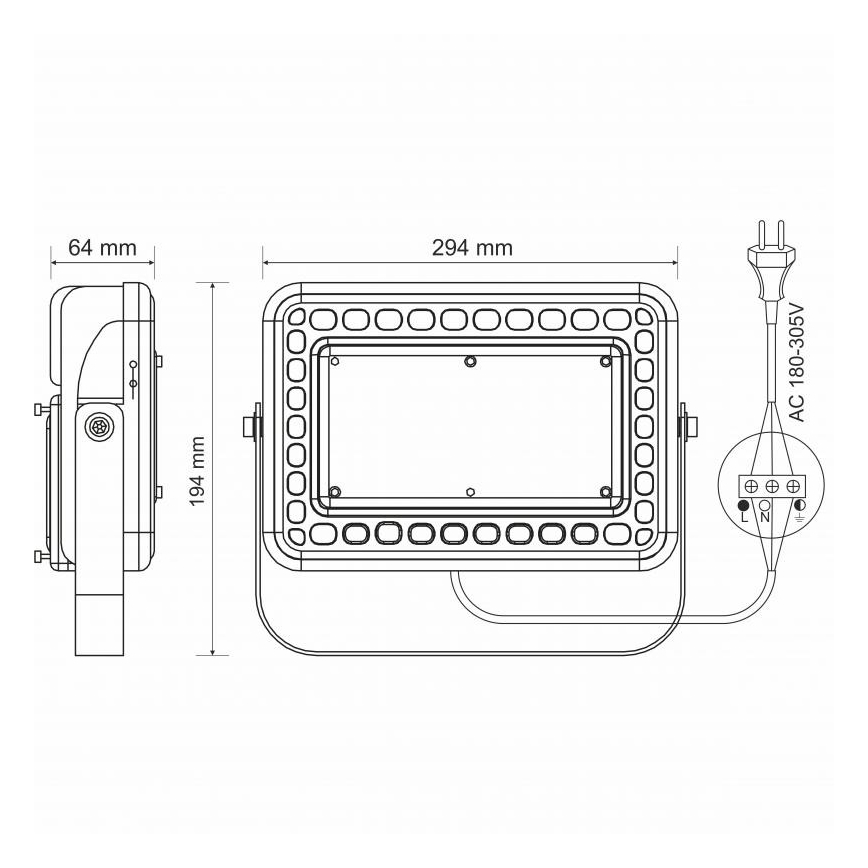 LED Vanjski reflektor PROFI LED/100W/180-305V IP65