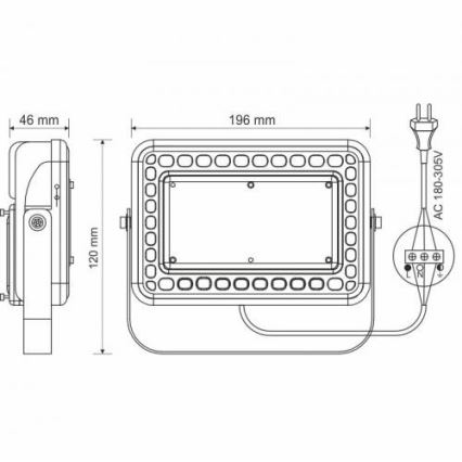 LED Vanjski reflektor PROFI LED/30W/180-305V IP65