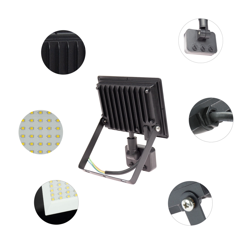 LED Vanjsko reflektorsko svjetlo s detektorom pokreta NOCTIS LUX 3 LED/30W/230V 4000K IP44 crna