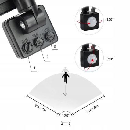 LED Vanjski reflektor sa senzorom LED/30W/230V 4000K IP65 crna