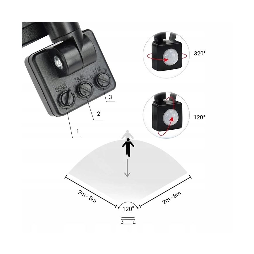 LED Vanjski reflektor sa senzorom LED/30W/230V 4000K IP65 crna
