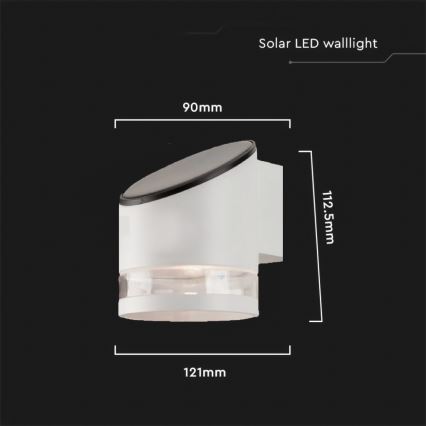 LED Vanjski solarna zidna svjetiljka LED/1W/3,7V 3000K IP54 bijela