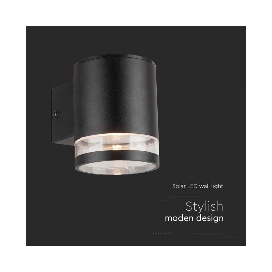 LED Vanjski solarna zidna svjetiljka LED/1W/3,7V 3000K IP54 crna
