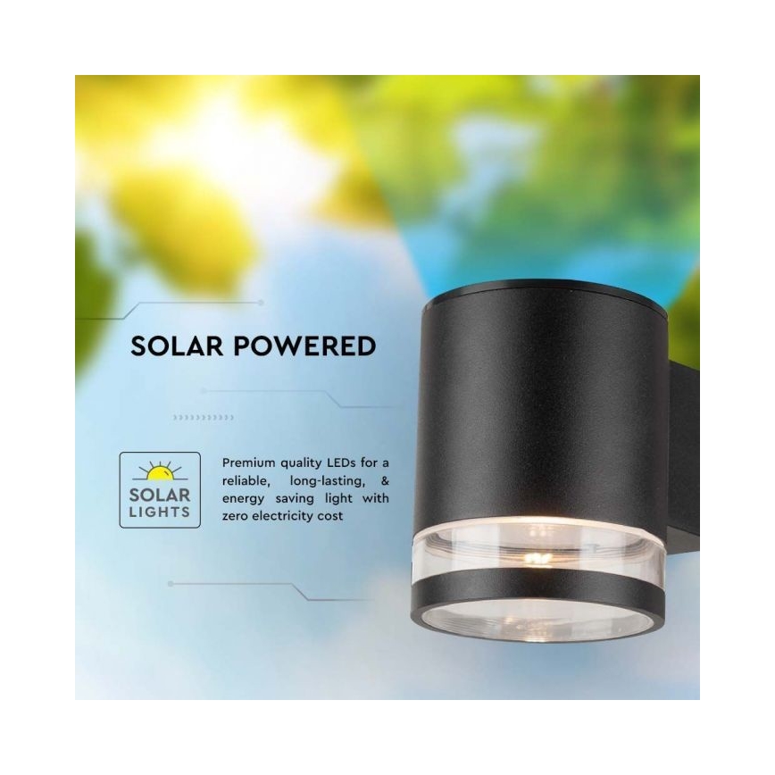 LED Vanjski solarna zidna svjetiljka LED/1W/3,7V 3000K IP54 crna