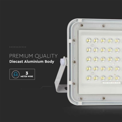 LED Vanjski prigušivi solarni reflektor LED/10W/3,2V IP65 4000K bijela + daljinski upravljač