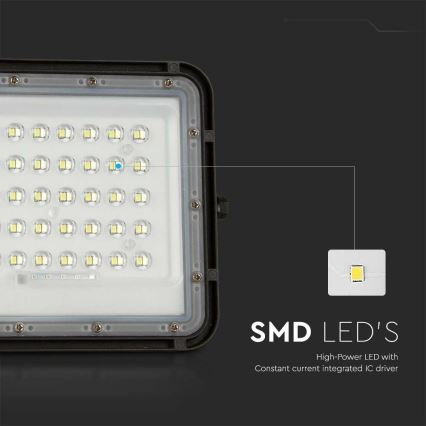 LED Vanjski prigušivi solarni reflektor LED/10W/3,2V IP65 4000K crna + daljinski upravljač