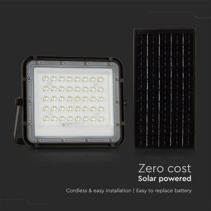 LED Vanjski prigušivi solarni reflektor LED/10W/3,2V IP65 4000K crna + daljinski upravljač