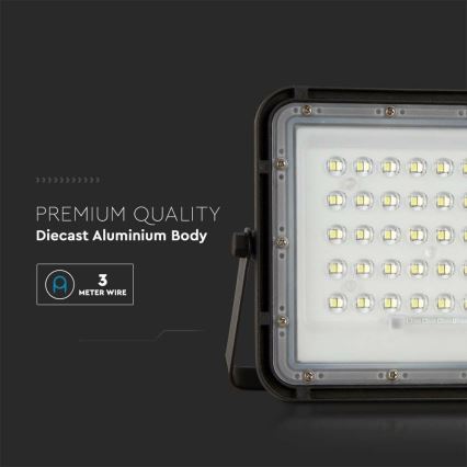 LED Vanjski prigušivi solarni reflektor LED/10W/3,2V IP65 4000K crna + daljinski upravljač