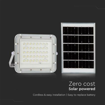 LED Vanjski prigušivi solarni reflektor LED/10W/3,2V IP65 6400K bijela + daljinski upravljač