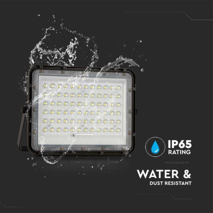 LED Vanjski prigušivi solarni reflektor LED/15W/3,2V IP65 4000K crna + daljinski upravljač