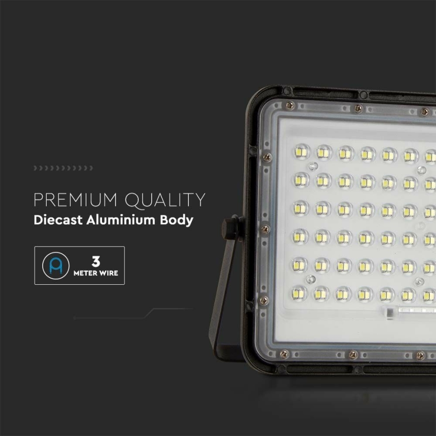 LED Vanjski prigušivi solarni reflektor LED/15W/3,2V IP65 4000K crna + daljinski upravljač