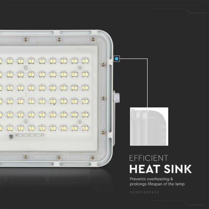 LED Vanjski prigušivi solarni reflektor LED/15W/3,2V IP65 6400K bijela + daljinski upravljač