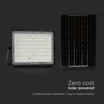 LED Vanjski prigušivi solarni reflektor LED/15W/3,2V IP65 6400K crna + daljinski upravljač