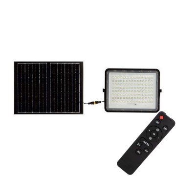 LED Vanjski solarni reflektor LED/200W/3,2V 4000K crna IP65 + daljinski upravljač