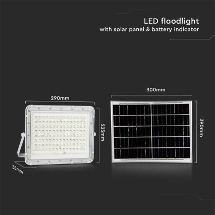 LED Vanjski solarni reflektor LED/20W/3,2V 6400K bijela IP65 + daljinski upravljač