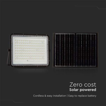 LED Vanjski solarni reflektor LED/20W/3,2V 6400K crna IP65 + daljinski upravljač