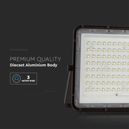 LED Vanjski solarni reflektor LED/20W/3,2V 6400K crna IP65 + daljinski upravljač