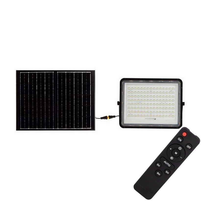 LED Vanjski solarni reflektor LED/20W/3,2V 6400K crna IP65 + daljinski upravljač