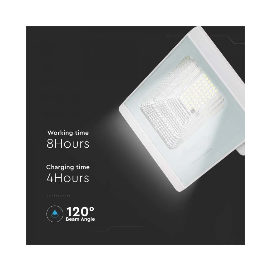 LED Vanjski solarni reflektor LED/20W/3,2V IP65 4000K + daljinski upravljač