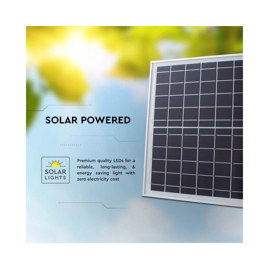 LED Vanjski solarni reflektor LED/20W/3,2V IP65 4000K + daljinski upravljač