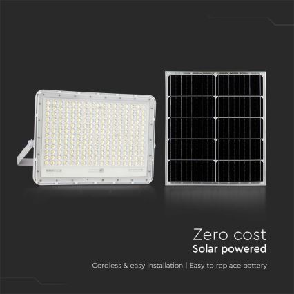 LED Vanjski solarni reflektor LED/30W/3,2V 4000K bijela IP65 + daljinski upravljač