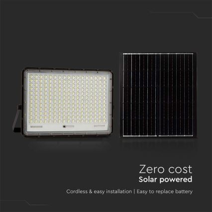 LED Vanjski solarni reflektor LED/30W/3,2V 4000K crna IP65 + daljinski upravljač