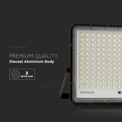 LED Vanjski solarni reflektor LED/30W/3,2V 4000K crna IP65 + daljinski upravljač