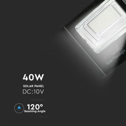 LED Vanjski solarni reflektor LED/40W/10V IP65 6000K 20000 mAh + daljinski upravljač