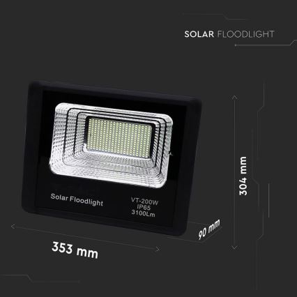 LED Vanjski solarni reflektor LED/40W/10V IP65 6000K + daljinski upravljač