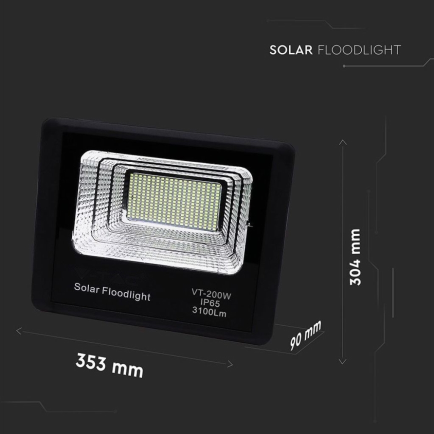 LED Vanjski solarni reflektor LED/40W/10V IP65 6000K 20000 mAh + daljinski upravljač