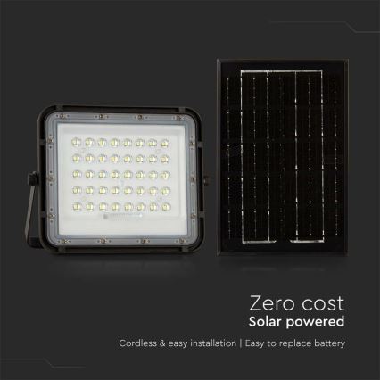 LED Vanjski prigušivi solarni reflektor LED/6W/3,2V IP65 4000K crna + daljinski upravljač