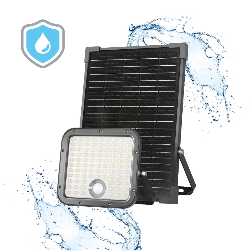 LED Vanjski solarni reflektor sa senzorom LED/30W/6,4V IP65 3000/4000K 6000 mAh + daljinski upravljač